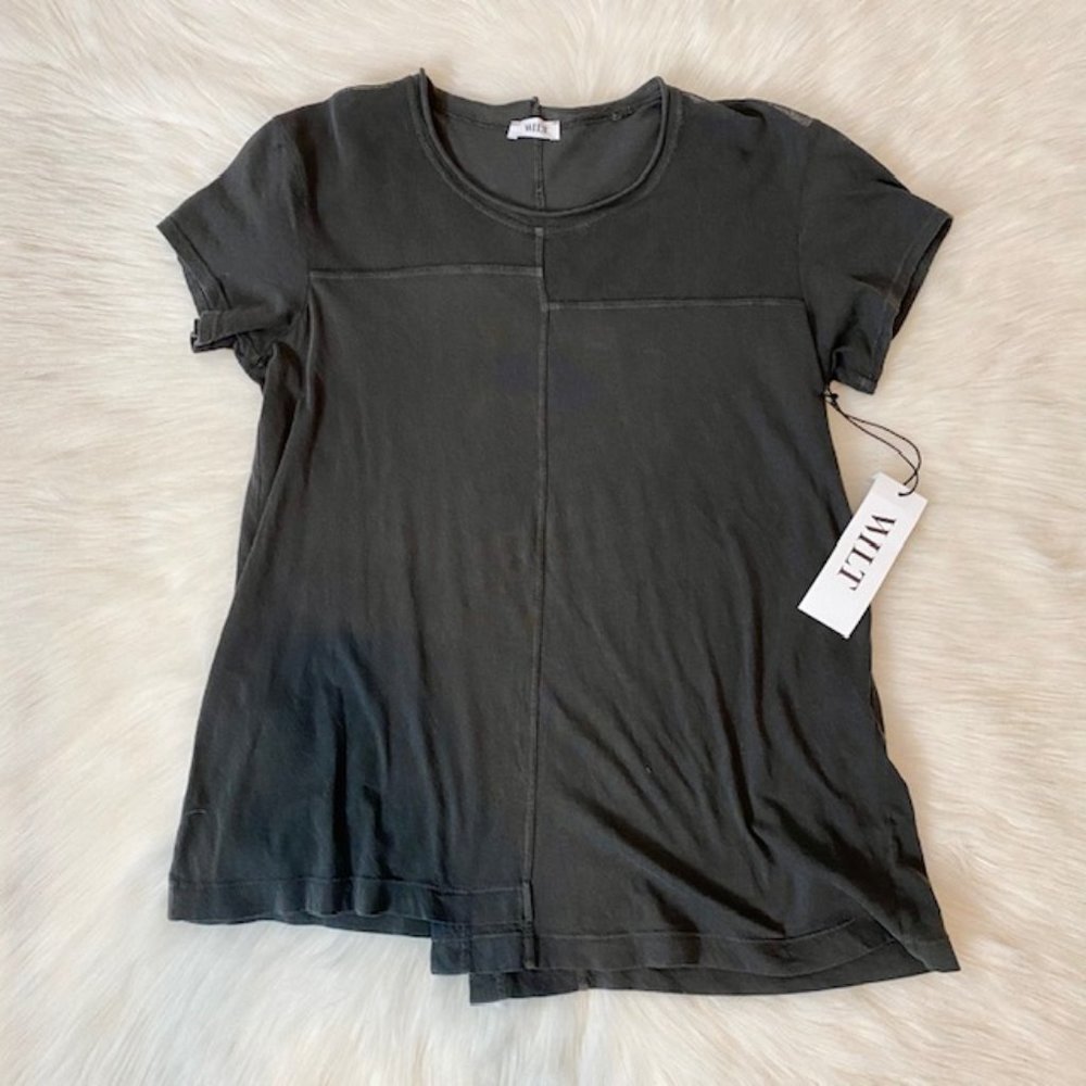 🆕 NWT! Wilt Asymmetrical Mesh Block T-Shirt